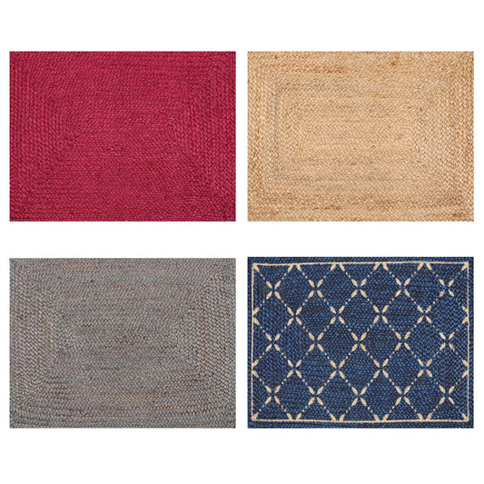 Set of Four 21"x34" Hand Braided Jute Natural Fiber Area Rug Footmat Doormat Mat Multi Color-0