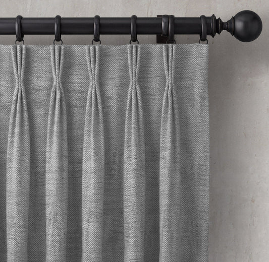 Organic Basketweave Linen Curtains with Blackout/Light Filtering Liner | Pinch Pleat | 17 Colours | Made in the UK | The Organic Habitat-0